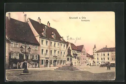 AK Neustadt a. d. Orla, Blick auf den Marktplatz