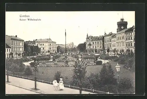 AK Cottbus, Kaiser Wilhelmplatz aus der Vogelschau