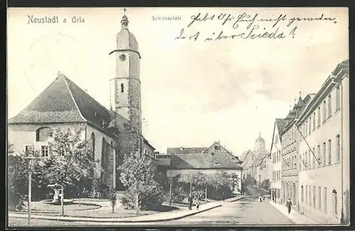 AK Neustadt /Orla, Blick auf den Schlossplatz