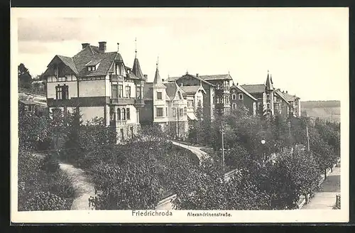 AK Friedrichroda, Alexandrinestrasse mit Villen