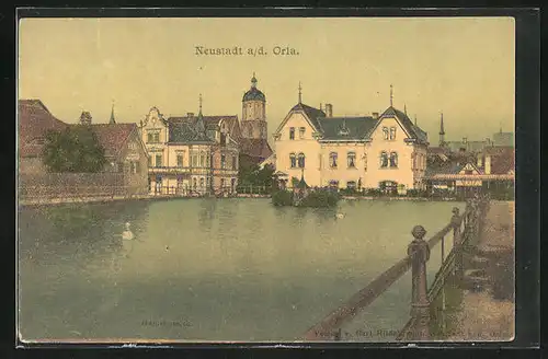 AK Neustadt a. d. Orla, Blick auf den Gamsenteich