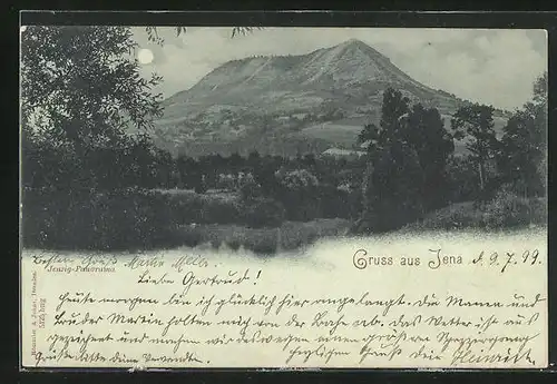 Mondschein-AK Jena, Jenzig Panorama im Mondschein