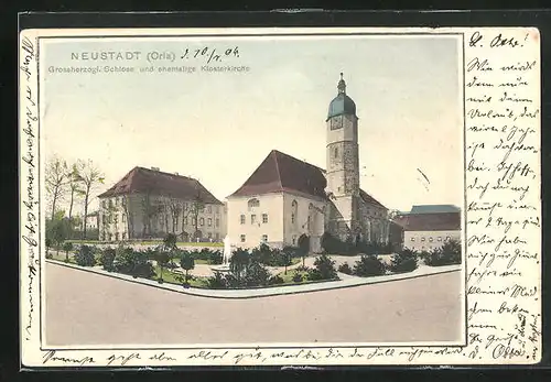 AK Neustadt a. d. Orla, Grossherzogl. Schloss und ehemalige Klosterkirche