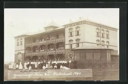 AK Westerland, Genesungsheim mit Personal 1906