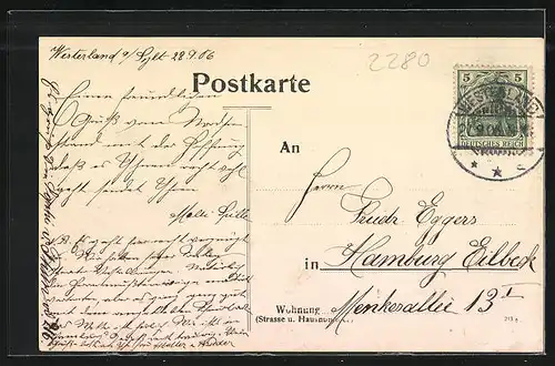 AK Westerland, Genesungsheim mit Personal 1906