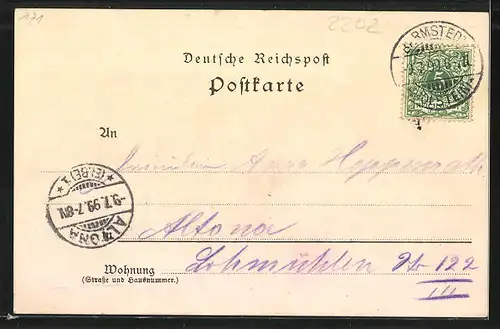 Lithographie Barmstedt, Kaiserl. Postamt, Schleuse b. Ranzau, Kirche