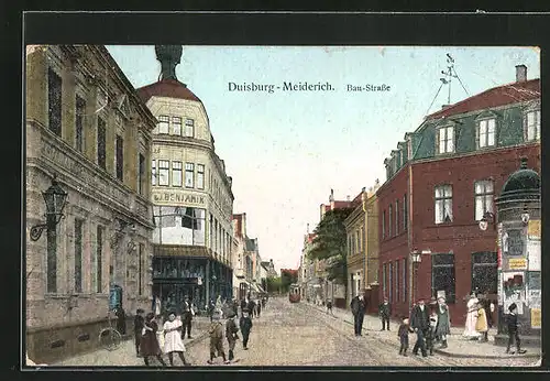 AK Duisburg-Meiderich, Litfasssäule an der Bau-Strasse