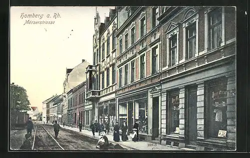 AK Homberg a. Rh., Ladenzeile an der Mörserstrasse