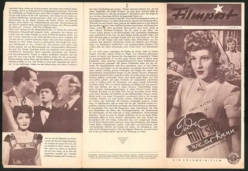 Filmprogramm Filmpost Nr. 62, Jeder hilft sich wie er kann, Jean Arthur, Joel McCrea, Regie: George Stevens
