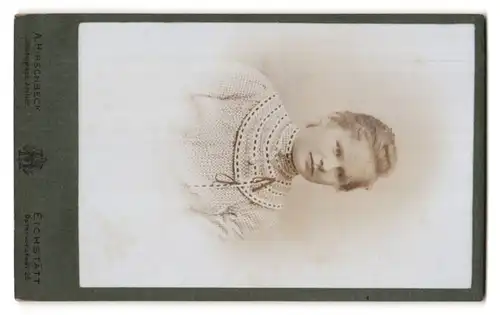 Fotografie A. Hirschbeck, Eichstätt, Ansicht Eichstätt, Foto-Atelier Ostenvorstadt 26, Rückseitig Portrait-Foto