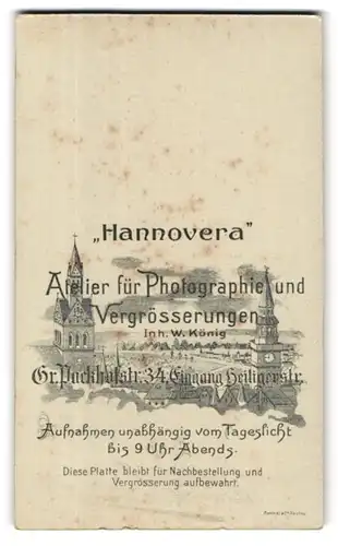 Fotografie Atelier Hannovera, Hannover, Ansicht Hannover, Gr. Packhofstr. 34, Blick über die Stadt, Rückseitig Portrait