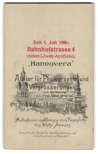 Fotografie Atelier Hannovera, Hannover, Ansicht Hannover, Bahnhofstrasse 4, Panorama mit Kirchtürmen, Rückseitig Portrait
