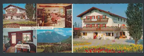 Klapp-AK Bernau am Chiemsee, Restaurant und Pension Jägerhof, Aussen- und Innenansichten