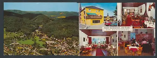 Klapp-AK Bad Bergzabern, Hotel-Restaurant Zur Linde, Innen-, Aussen- und Ortsansicht