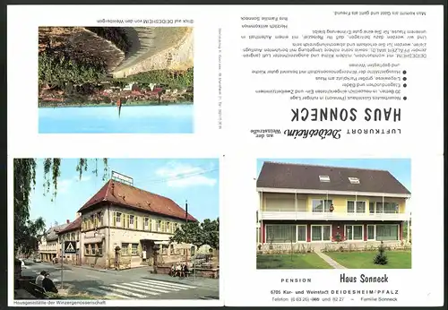 Klapp-AK Deidesheim / Pfalz, Pension Haus Sonneck, Hausgaststätte der Winzergenossenschaft