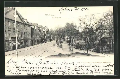 AK Weimar, Hotel Russischer Hof am Karlsplatz