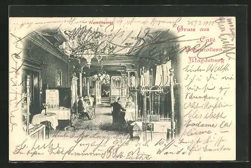 AK Magdeburg, Café Hohenzollern, Weinzimmer, Innenansicht