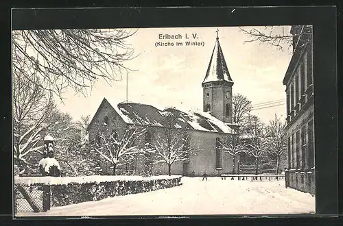 AK Erlbach i. V., Kirche im Winter