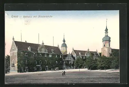 AK Riesa, Rathaus mit Klosterkirche