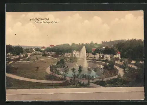 AK Bischofswerda, Wasserspiel im Friedrich-August-Park