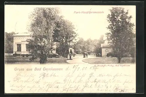 AK Bad Oeynhausen, Blick entlang der Park-Hauptpromenade