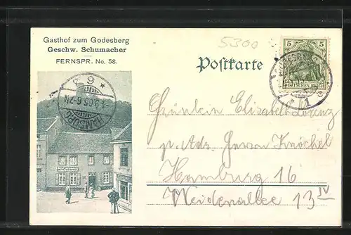 AK Godesberg, Aussenbereich des Gasthofes zum Godesberg