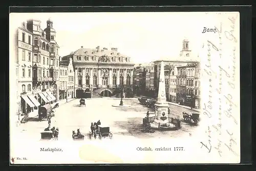 AK Bonn, Marktplatz mit Obelisk