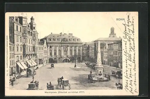 AK Bonn, Marktplatz mit Obelisk