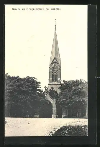 AK Neugalmsbüll b. Niebüll, Totalansicht der Kirche