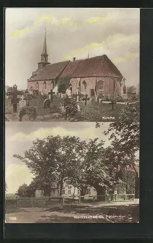 AK St. Peter, Kirche mit Friedhof