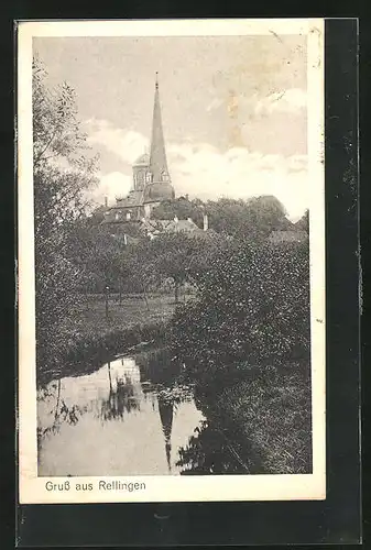 AK Rellingen, Flusspartie mit Kirche