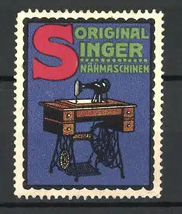 Reklamemarke Original Singer Nähmaschine, alte Tischnähmaschine