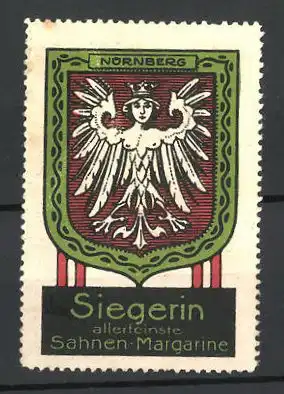Reklamemarke Siegerin allerfeinste Sahnen-Magarine, Wappen Nürnberg