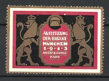 Reklamemarke München, Ausstellung der Brücke 1913, Wappen