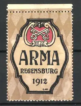 Künstler-Reklamemarke Regensburg, Jugendtag ARMA 1912, Wappen