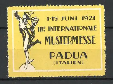Reklamemarke Padua, III. Internationale Mustermesse 1921, Hermes-Standbild