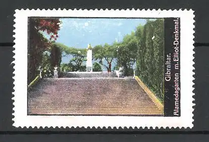 Reklamemarke Gibraltar, Alamedagarten mit Elliot-Denkmal