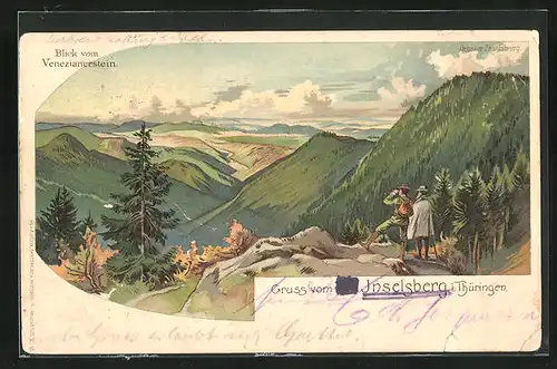 Lithographie Inselsberg, Blick vom Venezianerstein