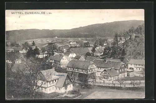 AK Mittel Cunewalde i. Sa., Ort aus der Vogelschau