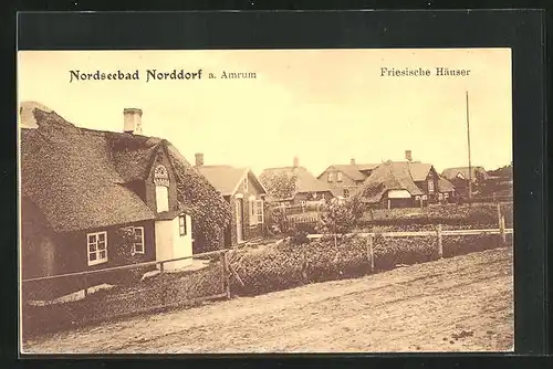 AK Norddorf /Amrum, Friesische Häuser im Sonnenschein