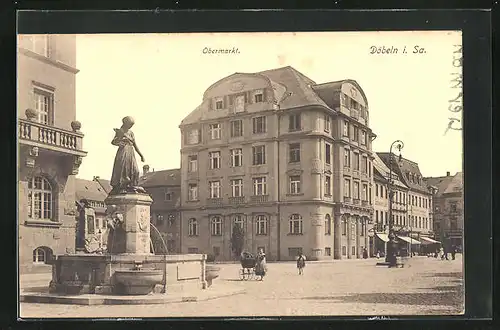 AK Döbeln i. Sa., Blick auf den Obermarkt