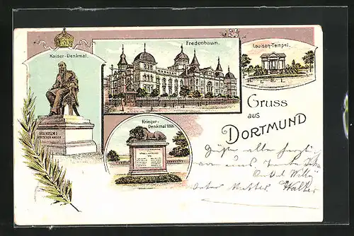 AK Dortmund, Krieger-Denkmal 1866, Kaiser-Denkmal