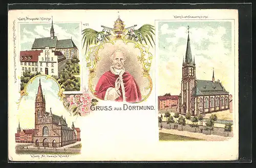 Lithographie Dortmund, St. Josef Kirche, Liebfrauenkirche