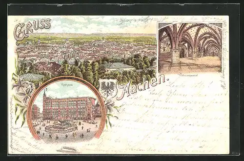 Lithographie Aachen, Rathaus, Krönungssaal