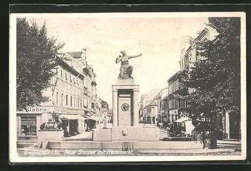 AK Grossenhain i. Sa., Neuer Brunnen am Frauenmarkt