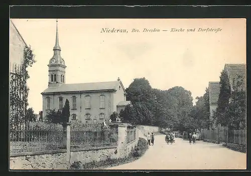 AK Niederau, Kirche und Dorfstrasse