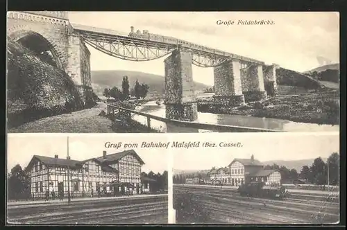 AK Malsfeld, Grosse Fuldabrücke, Bahnhof