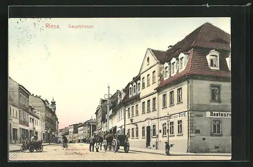 AK Riesa, Restaurant zur Burg an der Hauptstrasse