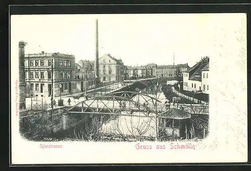 Relief-AK Schmölln, Brücke an der Uferstrasse