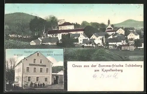 AK Schönberg bei Brambach, Gasthof zum Kapellenberg, Ortsansicht
